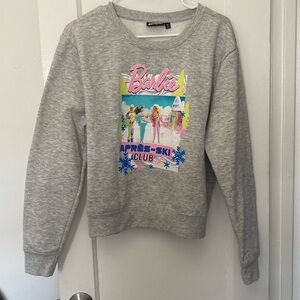Barbie Apres Ski Club Heather Gray Dolls Graphic Ken Crewneck Sweatshirt XL